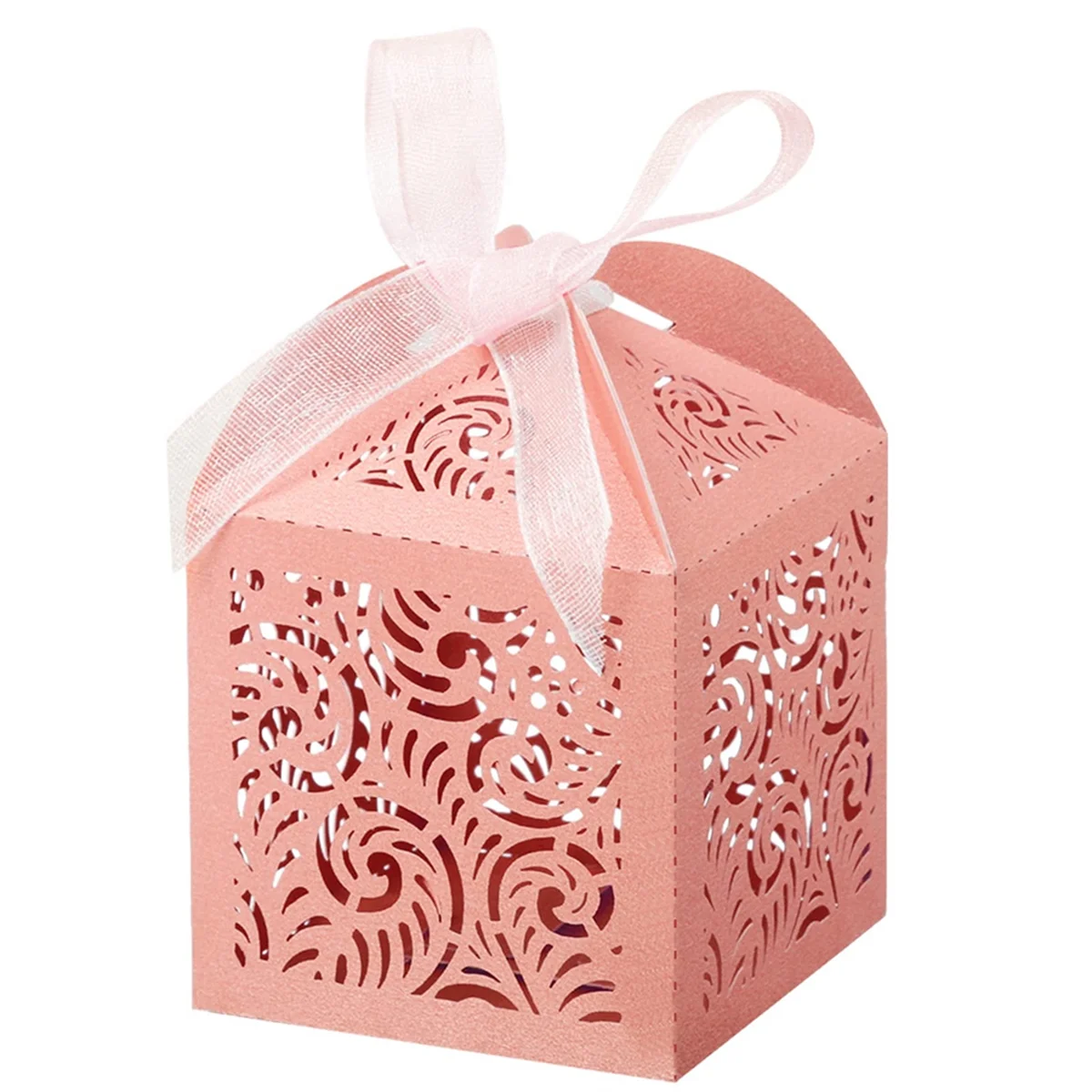 

High-quality 100Pcs Laser Cut Favor Boxes, 2X2InchSmall Gift Boxes for Presents, Party Wedding Favors Boxes with Ribbon, Pink