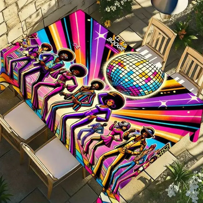 One piece of disco tablecloth from the 1970s, a retro disco-themed tablecloth, suitable for birthday parties.xzj