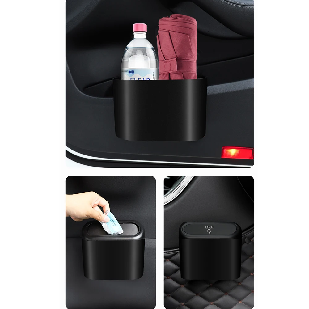 Hanging Car Interior Storage Car Trash Mini Wastebasket Trash Can with Lid for Car Office Home Auto Storage Bin Accessories