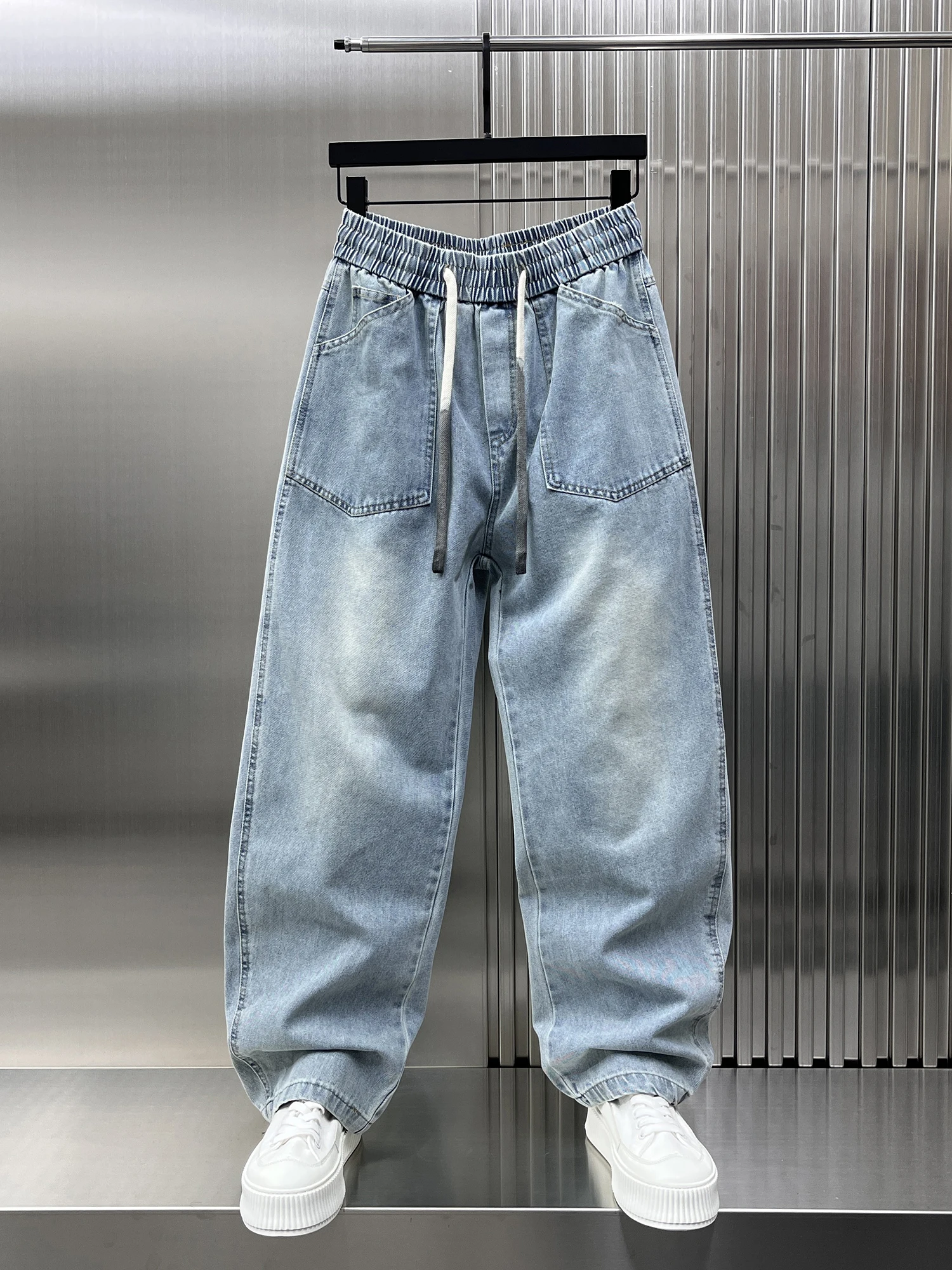 

Trendy Straight Leg Casual Jeans Men's Spring New Loose Patchwork Large Size Leisure Floor-Length Pants Wear Resistant Long T...