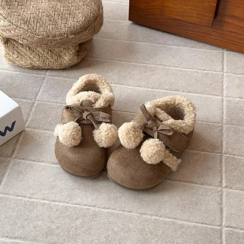 Winter Girl Cotton Shoes Thicken Short Boots Outerwear Keep Warm Anti-Slippery Kids Student Child Versatile Kawaii Fashion Shoe