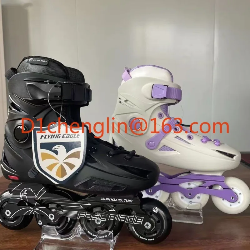 Inline Roller Skates Shoes Patines, 4 Wheels, Slalom Sliding Training Sneakers, Purple, Black, Size 35 to 44, Professional