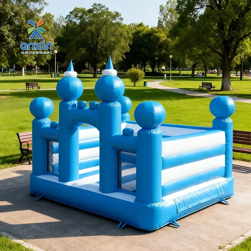 Factory Price Outdoor Blue Small Inflatable Castle Bounce House Commercial 0.55mm PVC Inflatable Jumper for Event Rental