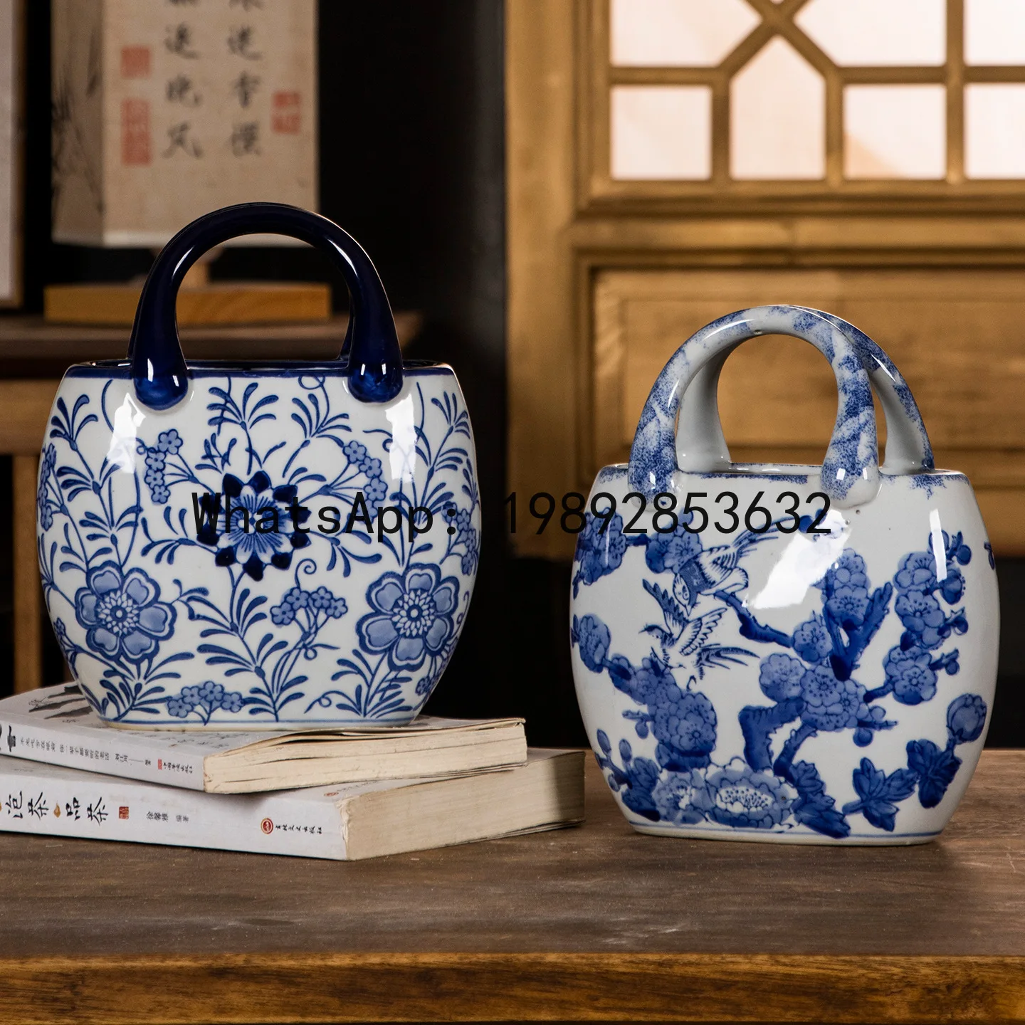 CZ New Chinese Style Ceramic Handbag Ceramic Vase High Temperature Water Cultivation Ceramic Decoration