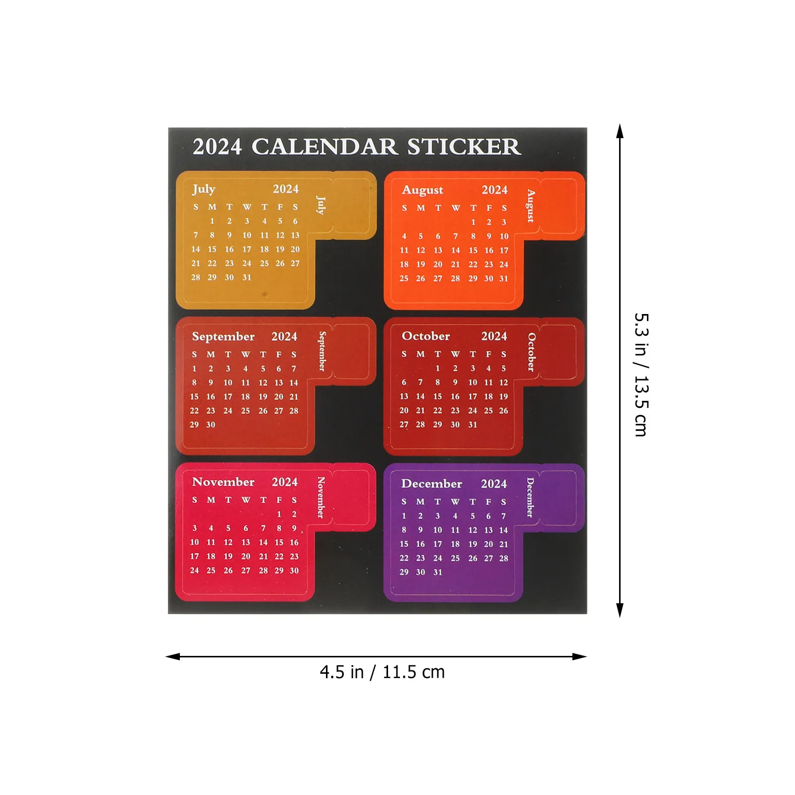 12Sheets Convenient Calendar Stickers 2024 Monthly Index Tabs Color-Coded Sticky Markers for Planners Notebooks Scheduling