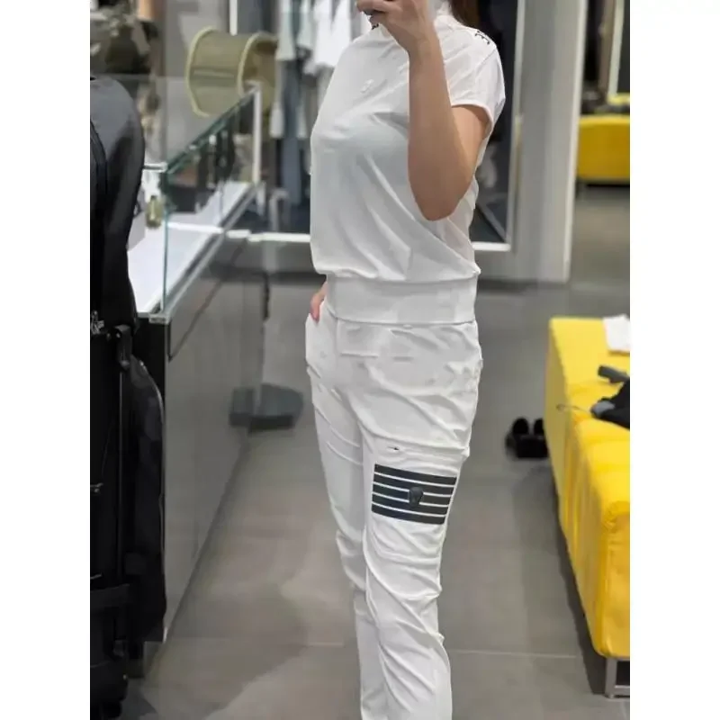 

Solid color golf pants for women in spring and summer, outdoor running and fitness breathable casual pants