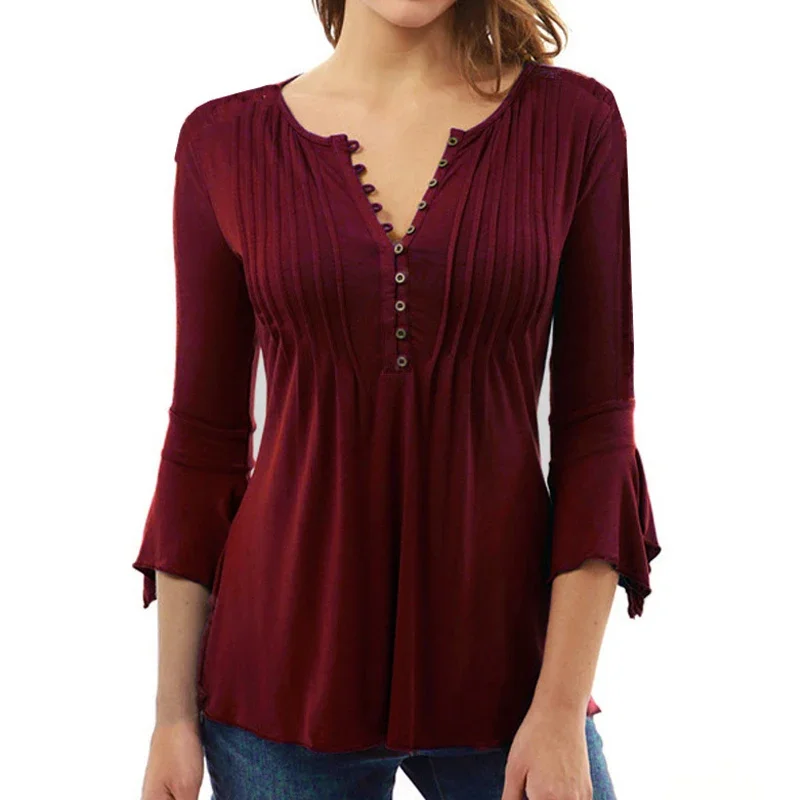 Women Summer Button Chemise Blouse 2024 Cotton Shirt Tops Long Sleeve Casual Blouses Female Blusas Camisas Solid Pullover Top