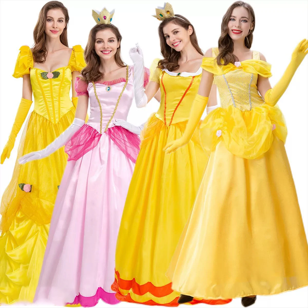 Neues Prinzessinnenkleid Palast-Party-Königinnenrock Rosa Pfirsichblüten-Kleidung Anime Halloween-Kostüme für Frauen