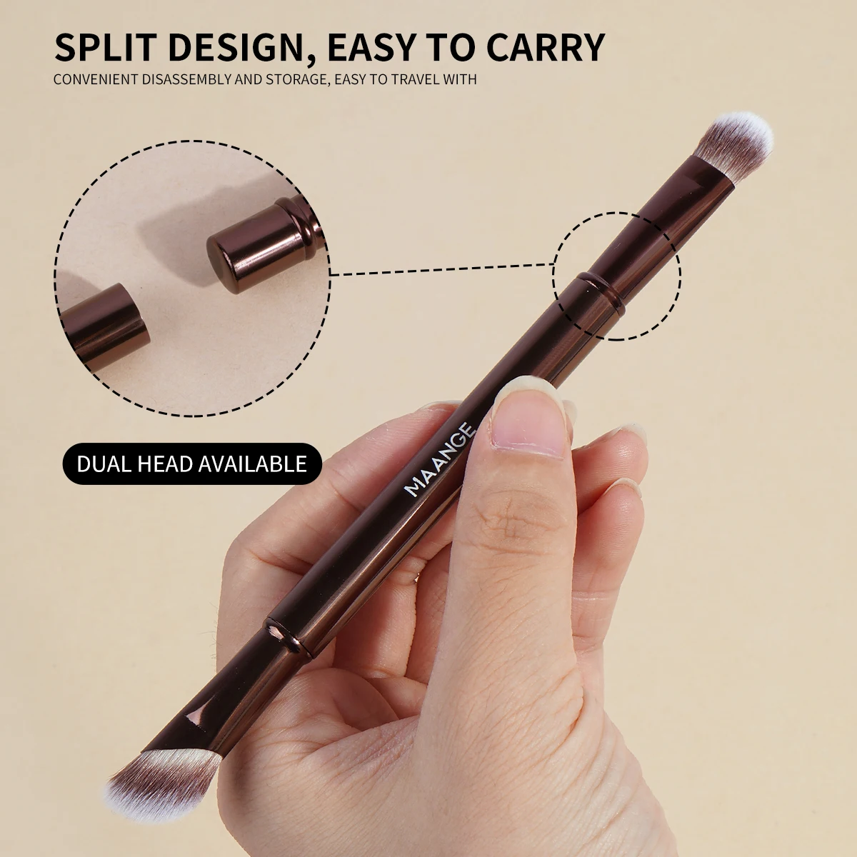 Zestaw dwustronnych pędzli do makijażu, odłączany zestaw pędzli podróżnych do konturowania i korektora, pędzel do cieni do powiek, narzędzia kosmetyczne do twarzy z pudełkiem do makijażu.