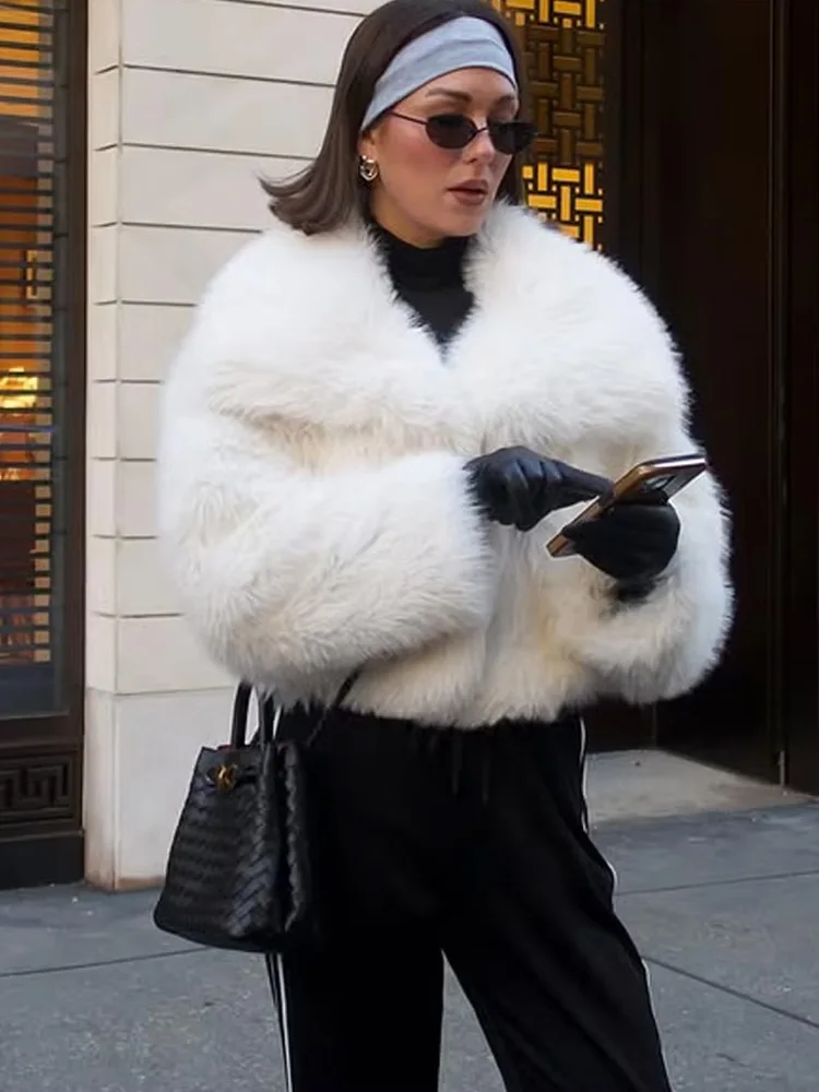 Damski zimowy płaszcz z pluszu, ciepły, casualowy, z wykładanym kołnierzem, gruby, vintage, z długim rękawem, krótki płaszcz wierzchni, modny płaszcz damski.