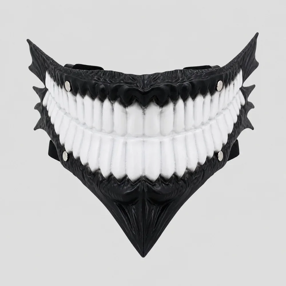 Resin Monster Teeth Lower Face Mask Horror Creature Halloween Costume Cosplay Festival Stage Performance Party Photo Accessory
