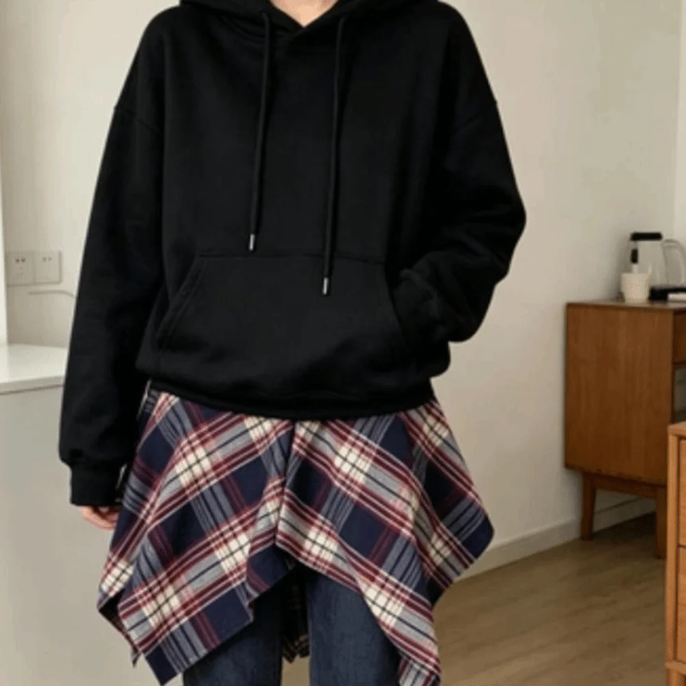 Versatile Irregular Plaid Skirt Hip-hop Underskirt Grid Wrap Skirt Petticoat Vintage Waist Seal Skirt Cool Girls