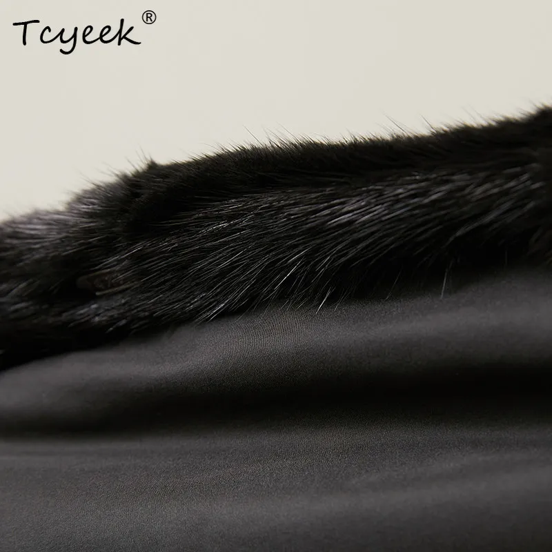 Kamizelka z prawdziwego futra norek Tcyeek, damska odzież zimowa, ciepły płaszcz bez rękawów z prawdziwego futra, nowość w kategorii płaszczy, patchworkowa kamizelka damska z futra norek, fourrure femme.