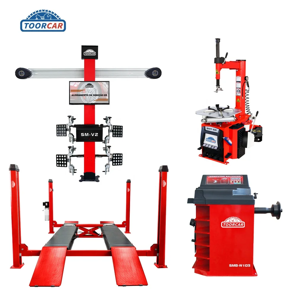 SAMFD Wheel Balancer 3D Wheel Alignment Equipment 4 Post Car Lift Car Tire Changer Machine for Tire Service in Garage