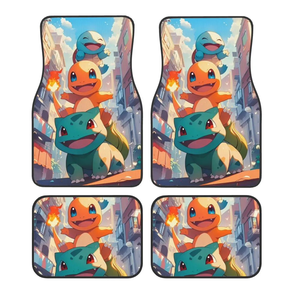 

Коврики с героями покемонов Squirtle Bulbasaur для автомобилей, всепогодные водонепроницаемые напольные коврики, полный комплект автомобильных аксессуаров