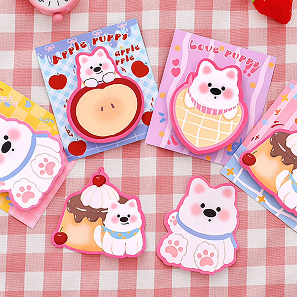 1 pc sélectionnez au hasard une note autocollante en forme de dessin animé, chien mignon dopamine, notes de message pour étudiant
