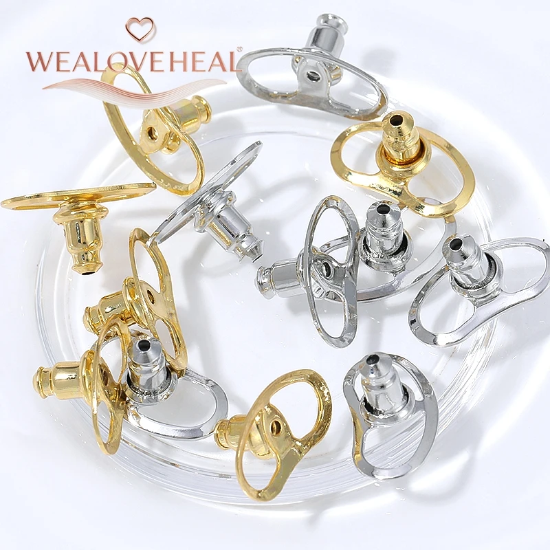 5/10 Stück 18K vergoldete Messing-Ohrringverschlüsse, große hohle Ohrringstopper, rutschfeste Ohrringkappen, Schmuckzubehör, DIY-Zubehör – Detail 19