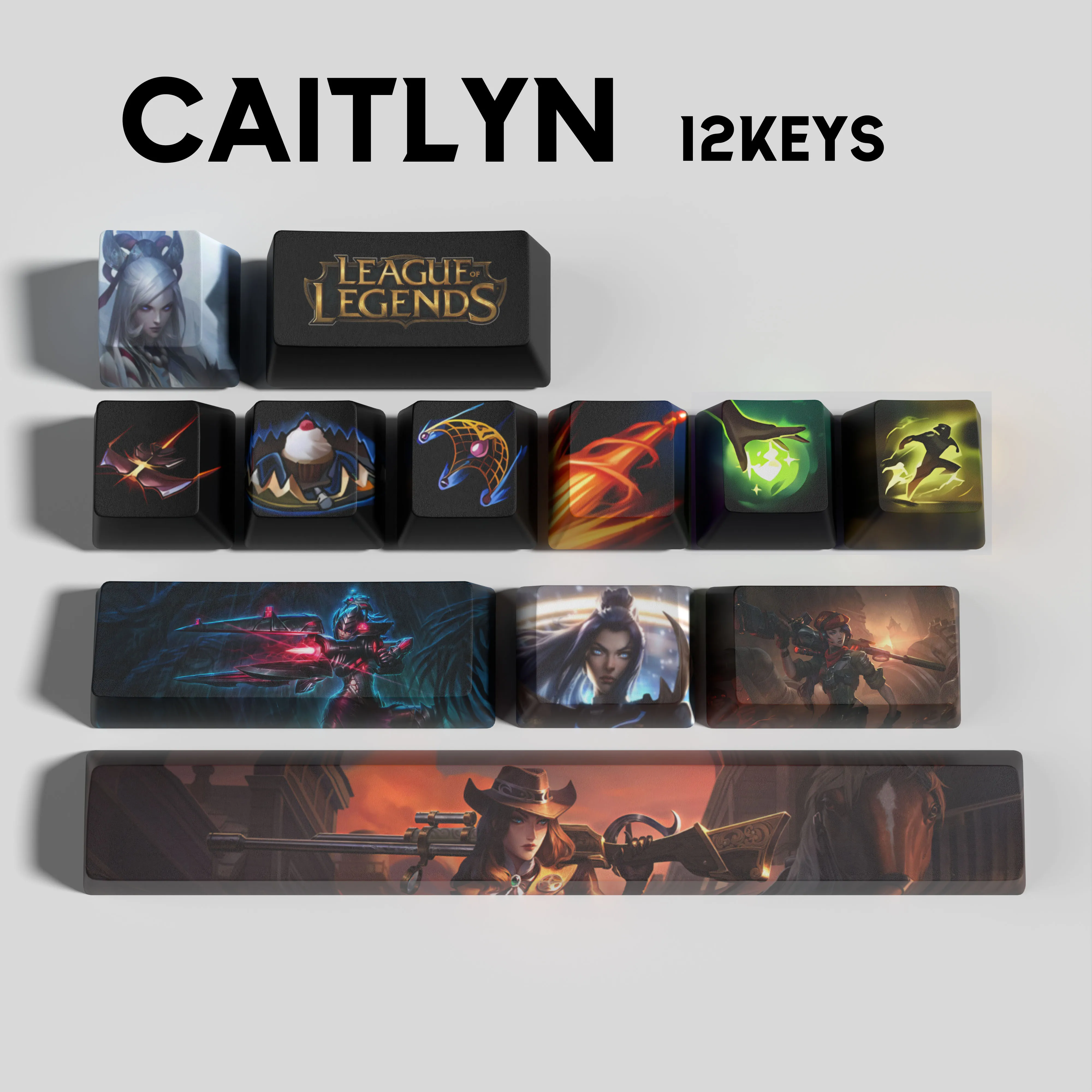 Caitlyn keycaps League of Legends keycaps  game keycaps OEM Profile 12keys PBT dye sub keycaps