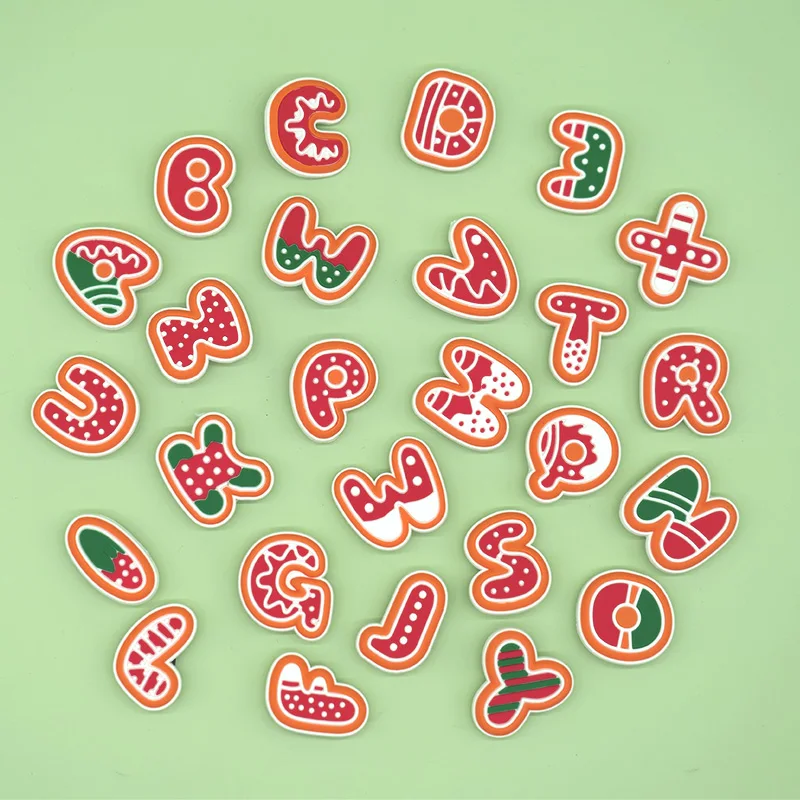 

1/26pcs Christmas Letters Shoe Accessories Charms X Mas Women Girls Kids Gift Shoe Decoration for Sandals Fits All Clogs Jeans