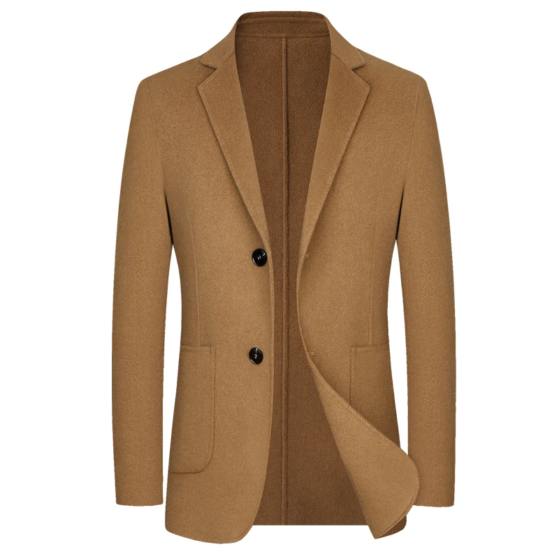 بدلة رجالية جديدة عالية الجودة عصرية وأنيقة ومتعددة الاستخدامات وغير رسمية بلون سادة من الصوف والصوف #2