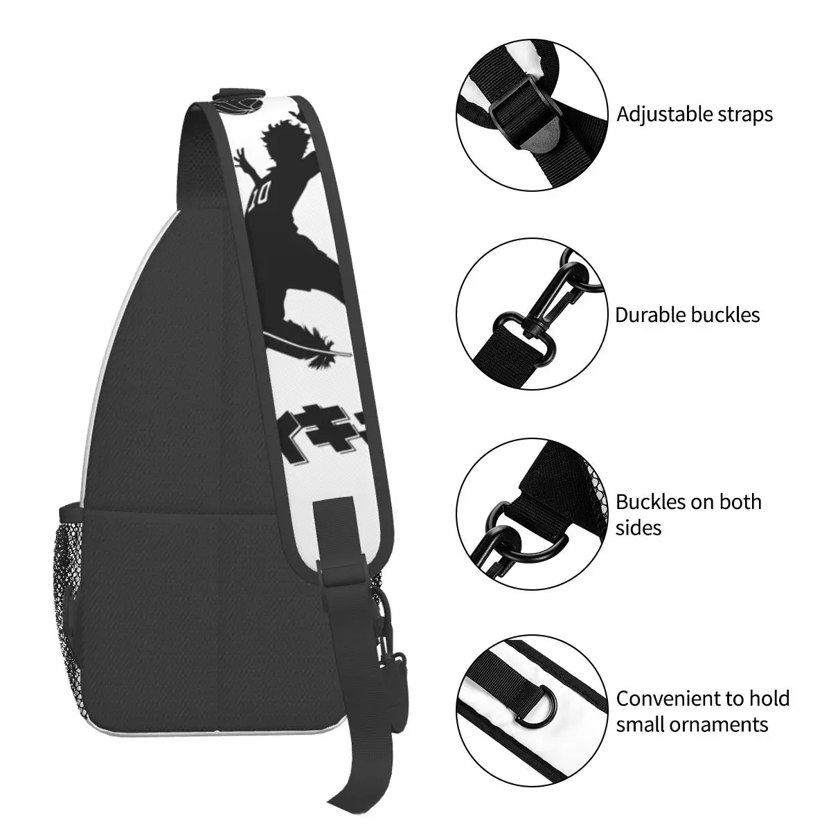 Haikyuu!! Hinata Spike Cross body Schulter taschen für Männer Frauen Brusttasche Schulter rucksack Tages rucksack zum Wandern Outdoor-Reise rucksack