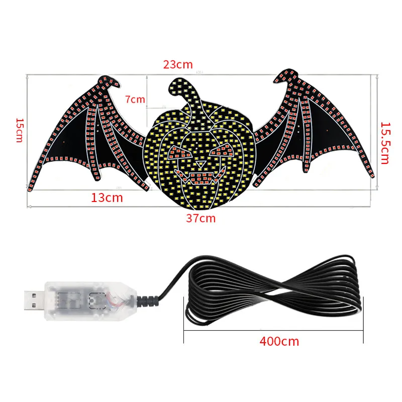 USB Dynamic Devil Eyes Light Car Windshield Dynamic LED Matrix Panel Screen Light for Car Truck Window Decor Lighting