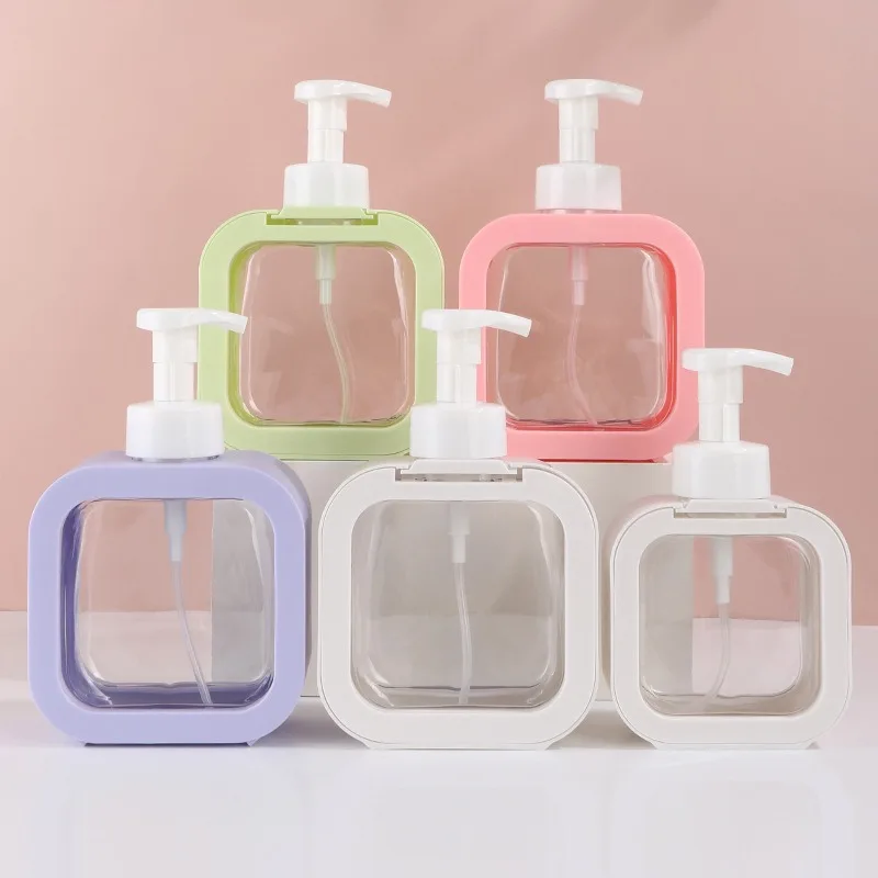 1PC Bathroom Shampoo Press Foaming Bottle Hotel Hand Washing Hand Lotion Bath Cream Foam Separate Transparent