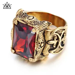 Hand Jewelry European And American Retro Titanium Steel Neo-gothic Style Multi-color Gemstone Men's Ring Ax Rings