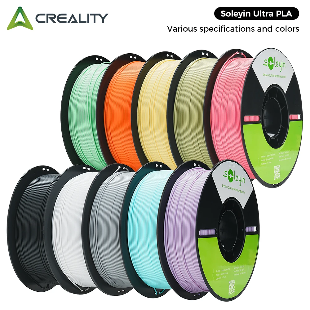 Creality Soleyin Ultra PLA 1.75mm, Filament d'imprimante 3D, haute résistance, faible rétractable, écologique pour Creality K1 MAX/ K1C, 3/5/10 pièces