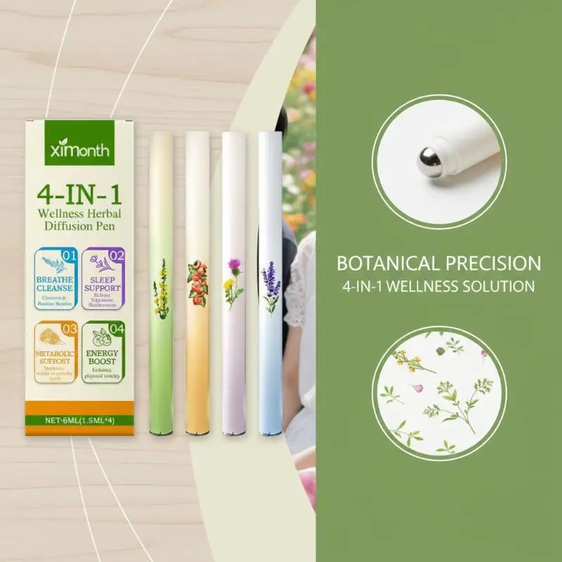 4 In 1 Herbal Diffuser Set Herbal Energy Bar Purifier Boost Clear Breathing Support With Mullein/Thyme/Mints Guarana/Green Tea