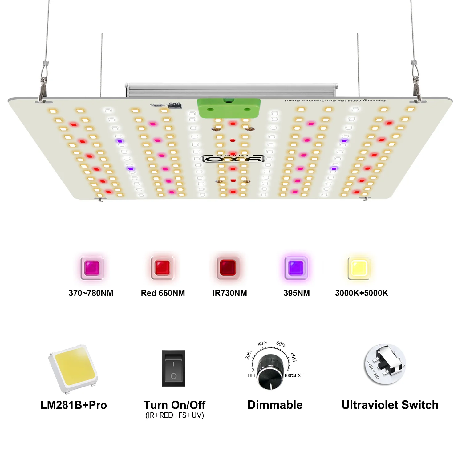 Imagem -04 - Full Spectrum Quantum Led Grow Light Lâmpada Phyto para Plantas Estufa Hidropônica Flor Veg Bloom Samsung Lm281b Mais Pro 85w 180w