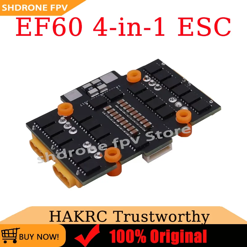 

HAKRC EF60 4-in-1 ESC 50MHz 2S-6S Lipo 55A Peak Current PWM Protocols Suppor for FPV High-Power Drone Large RC Model