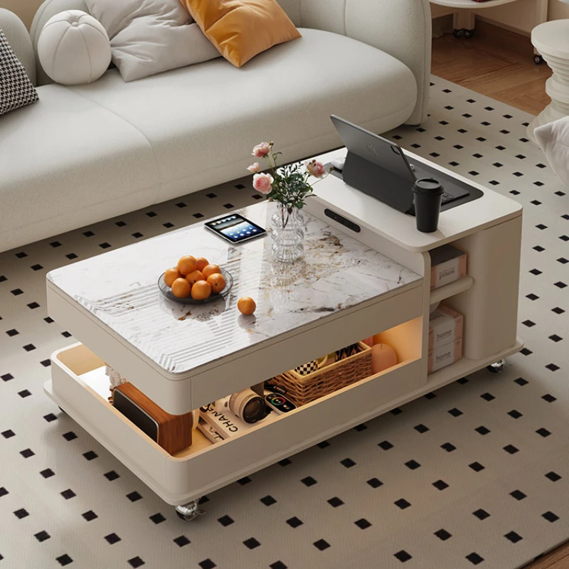 Livingroom Center Coffee Tables Design Elegant Storage Foldable Cabinets Folding Mobile Home Table Basse Pour Salon Furniture