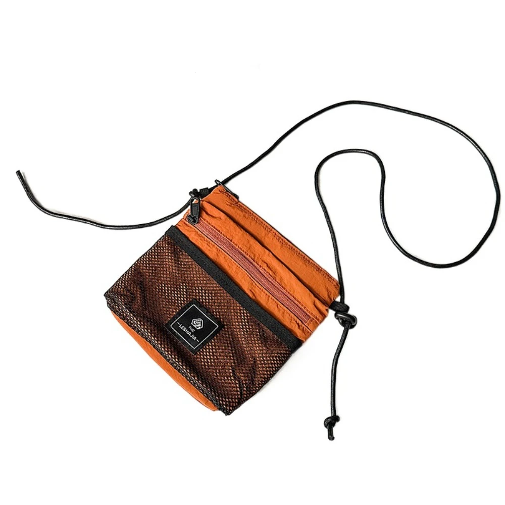 Casual Multifunctional Crossbody Phone Pouch Mesh Sports Nylon Shoulder Bag Handbag Solid Color Small Square Bag Man