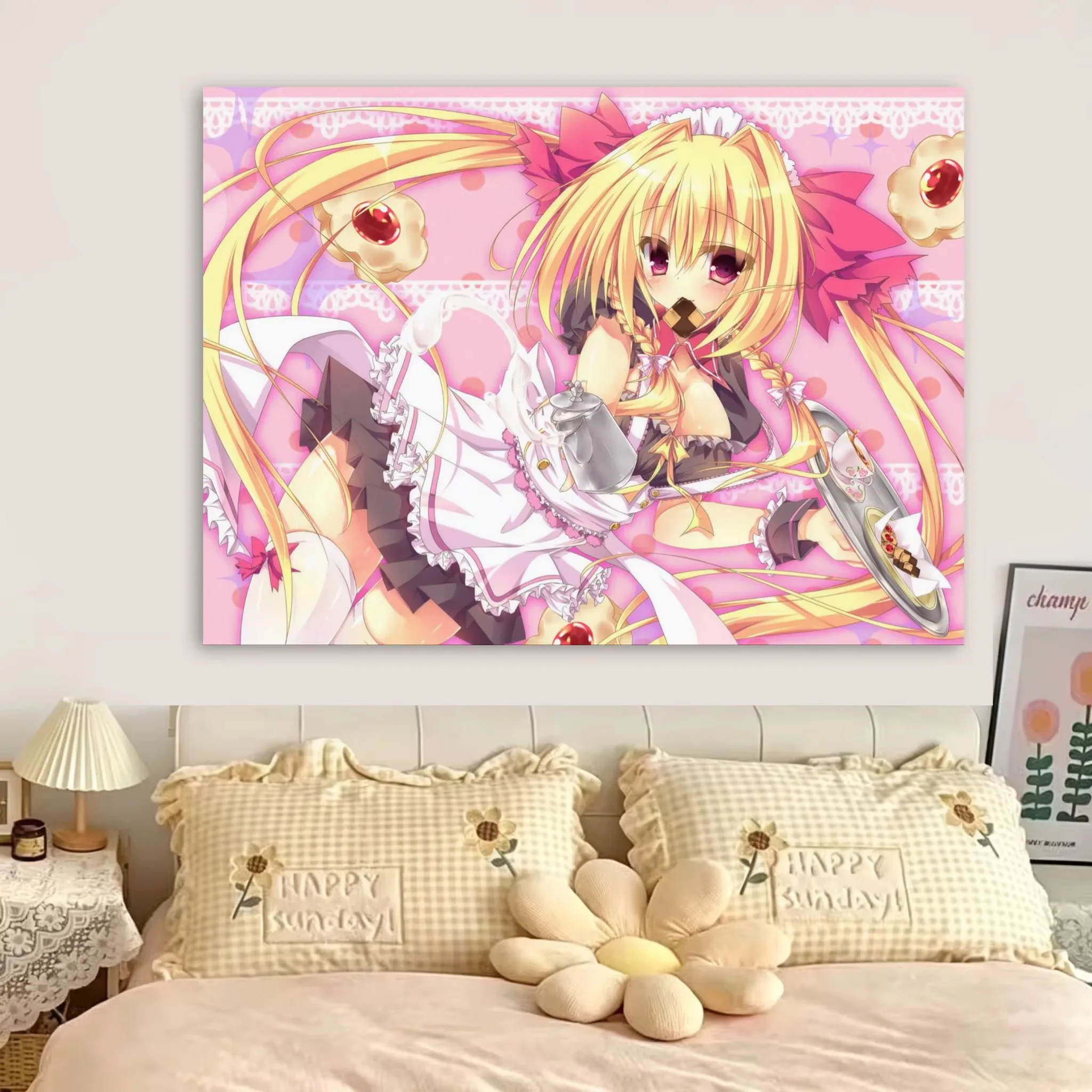 Pink Blue Sweet Cool Double Male Leader Han Man Anime Tapestry, Cute Wall Hanging for Girls Room Dorm Bedroom Decor Gift