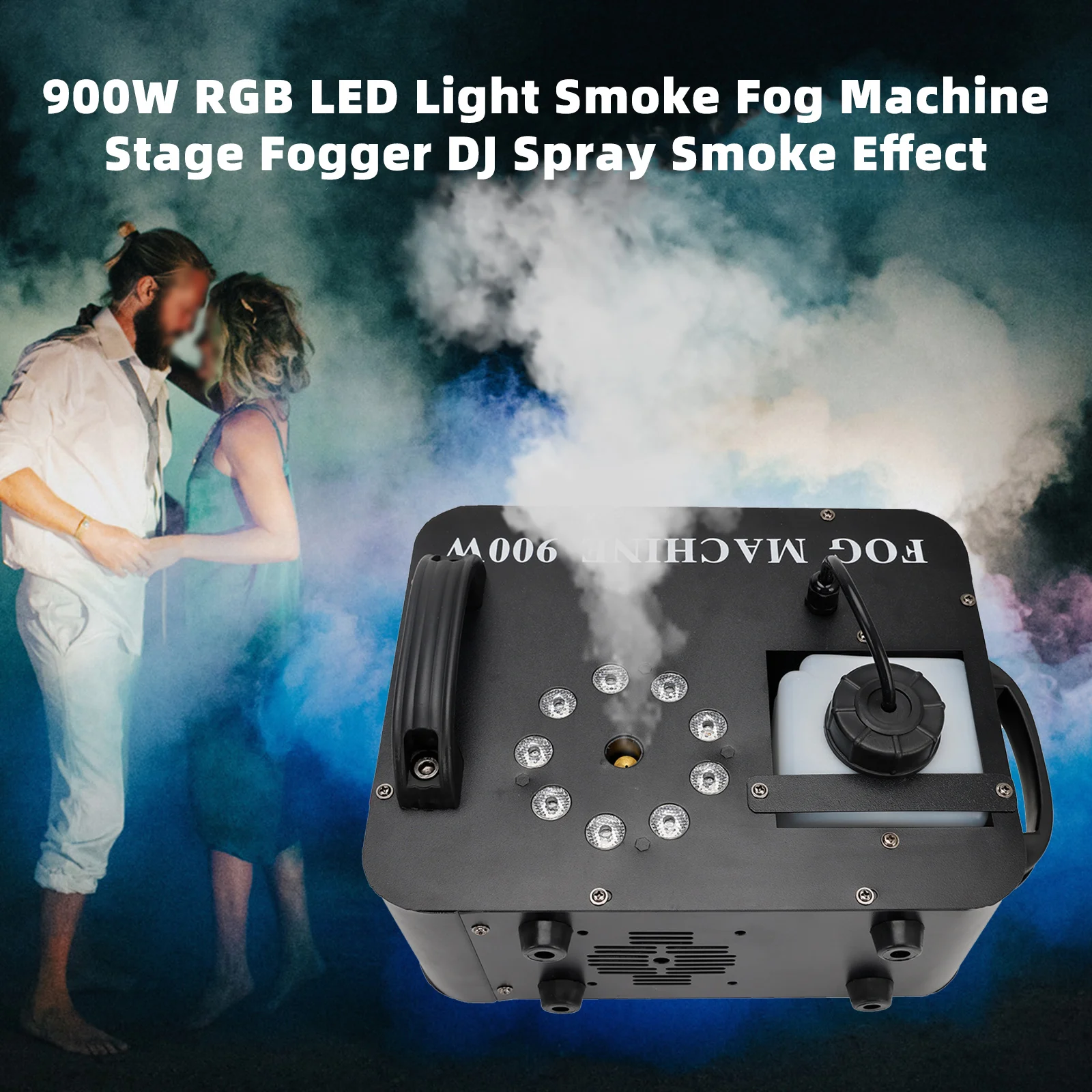 

Areyourshop 900W RGB LED Effect Light Fog Machine, w/ Remote Control, Water-Based Fluid for Stage/DJ Use
