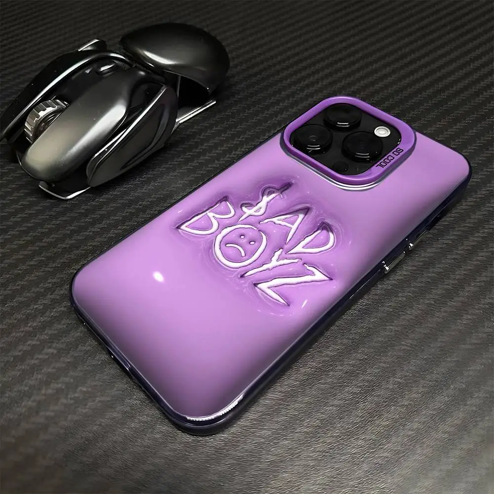 حافظة هاتف Junior H $AD B-BOYZ لهاتف iPhone17,16,15,14,13,12,11 Plus، Pro Max غطاء مقاوم للصدمات باللون الأرجواني غير اللامع