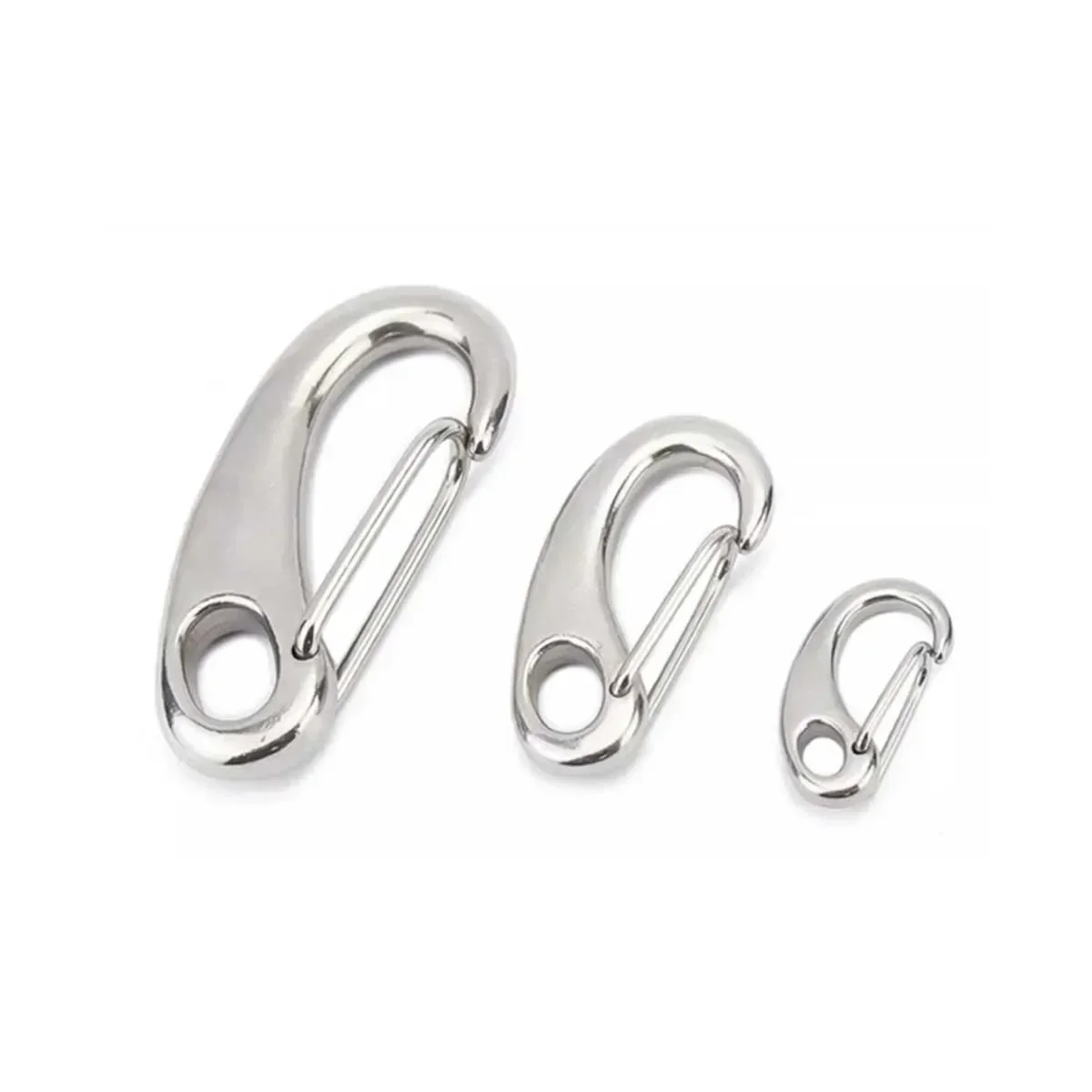 

304 Stainless Steel Multifunctional Egg Shape Spring Snap Hooks Marine Hiking Camping Belt Carabiner Quick Release Hook