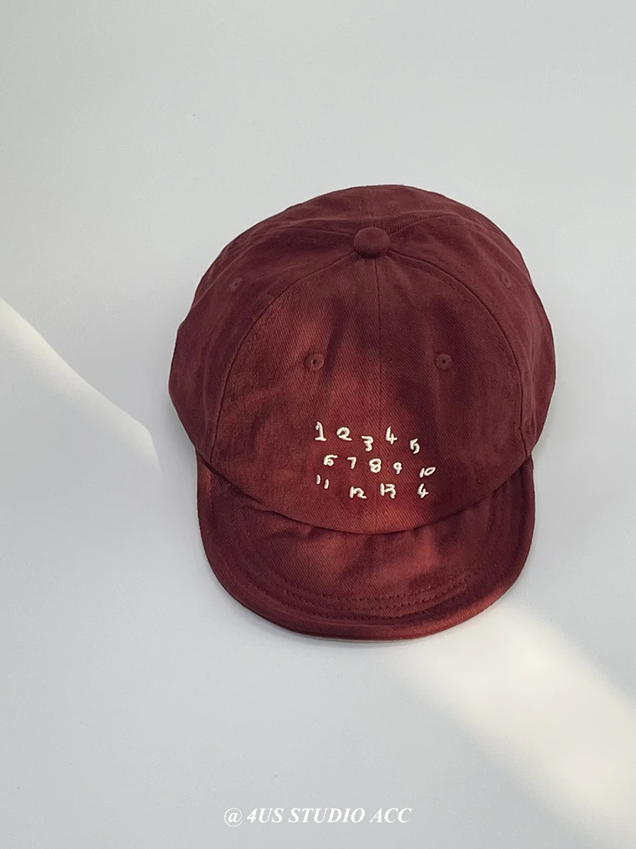 Short Brim Baseball Cap Female Street Tide Brand Soft Brim Number Embroidered Sun Hat Korean Peaked Cap Male