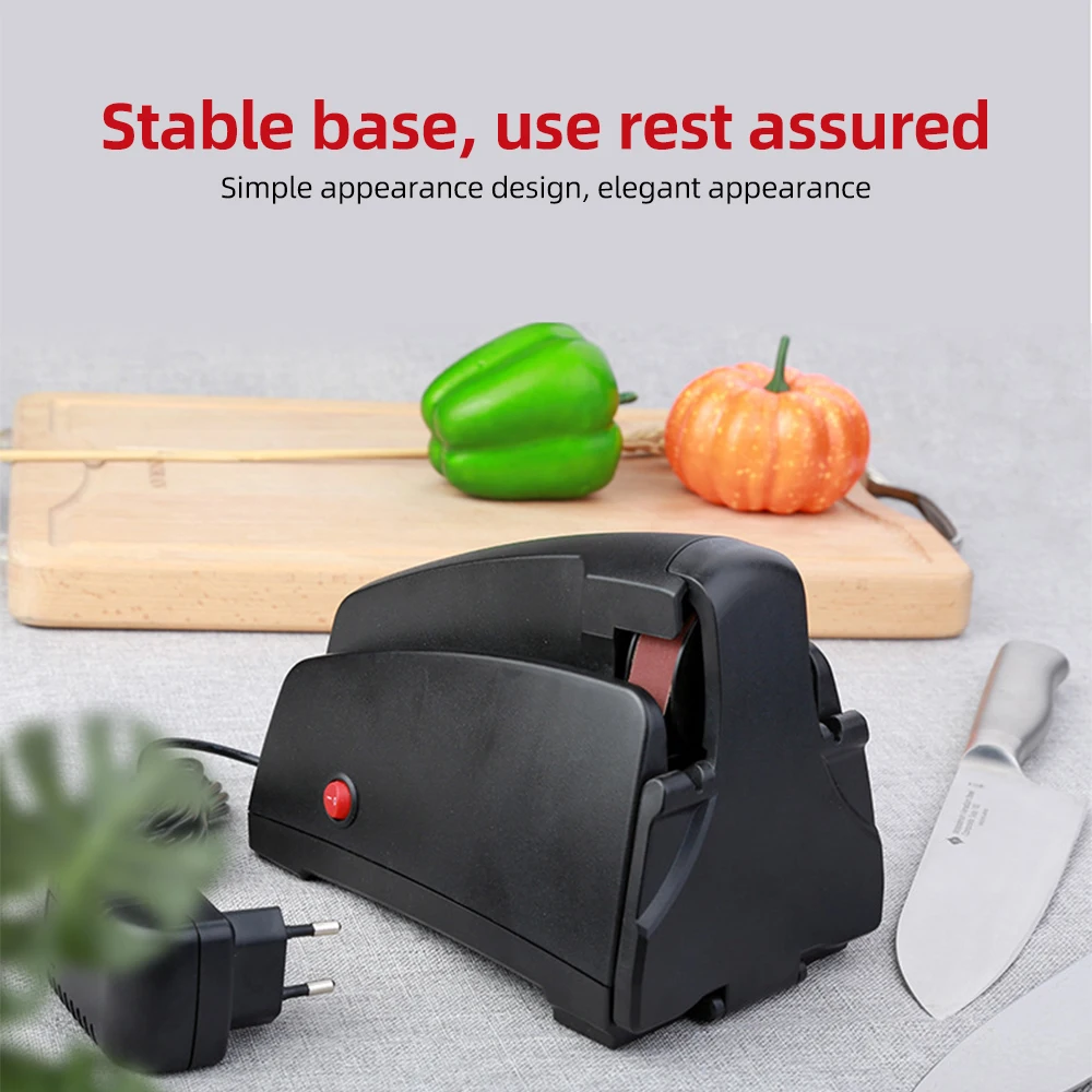 Electric Knife Sharpener for Kitchen Knives with 120/320/600/1000 Grit Sharpening Belt and Cleaning Brush Portable Auto Tool