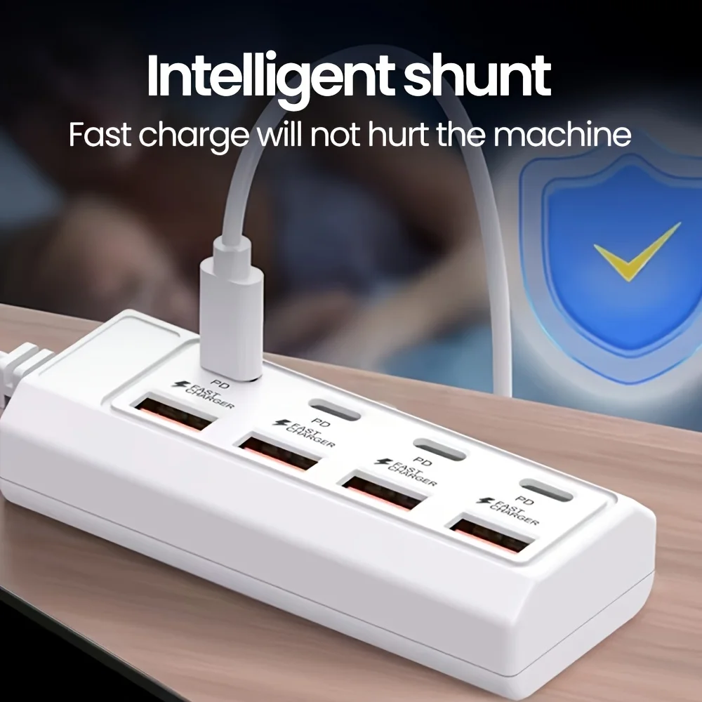 8 in 1 USB Charging Station 25W PD Type C Power Strip Multi Port Desktop HUB Phone Adapter For iPhone 16 Samsung Xiaomi Huawei