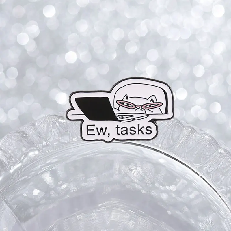 Work Humor Badge Funny Office Worker Cat Penguin Duck Enamel Pin Animal Lapel Brooch Sarcastic Accessories Coworker Gif