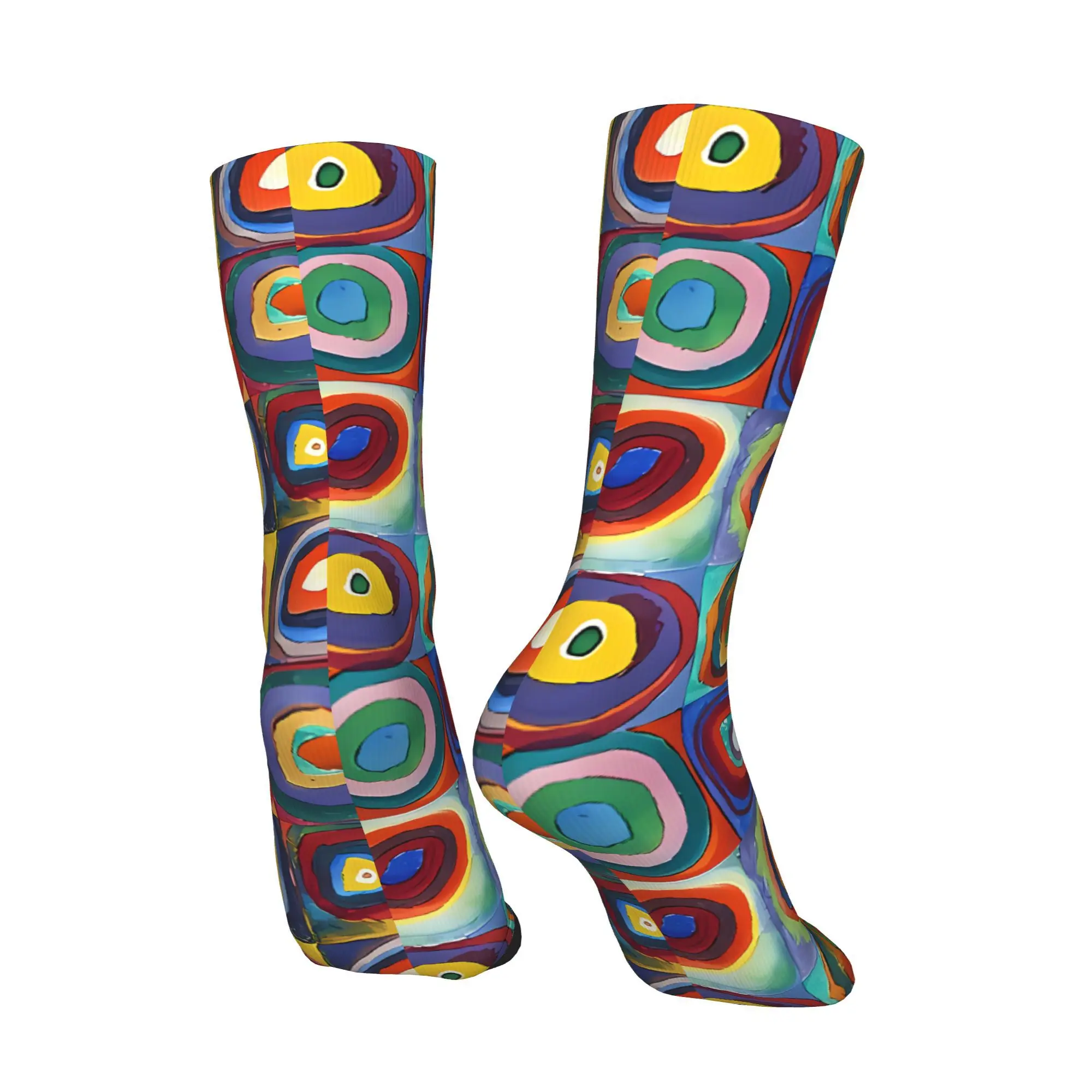 Wassily Kandinsky Color Study Squares com Círculos Concêntricos Meia Impressa Homem Poliéster Moda