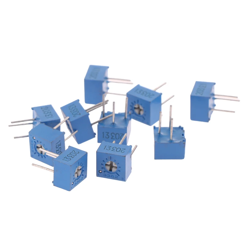 10Pcs 3362P-203 Adjustable Potentiometer Precision Trimmer Resistor Standing Type 3362 203 20K Potentiometer