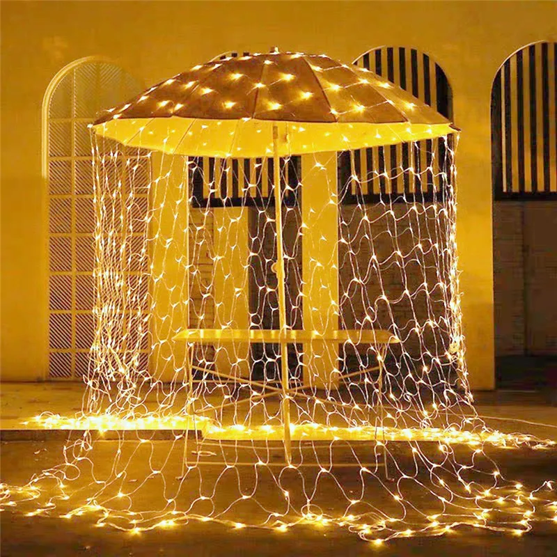 EU Plug 220V LED Net Mesh String Light  Window Curtain Fairy Light Wedding Party Garden Summer Room Decoration Garland Lamp