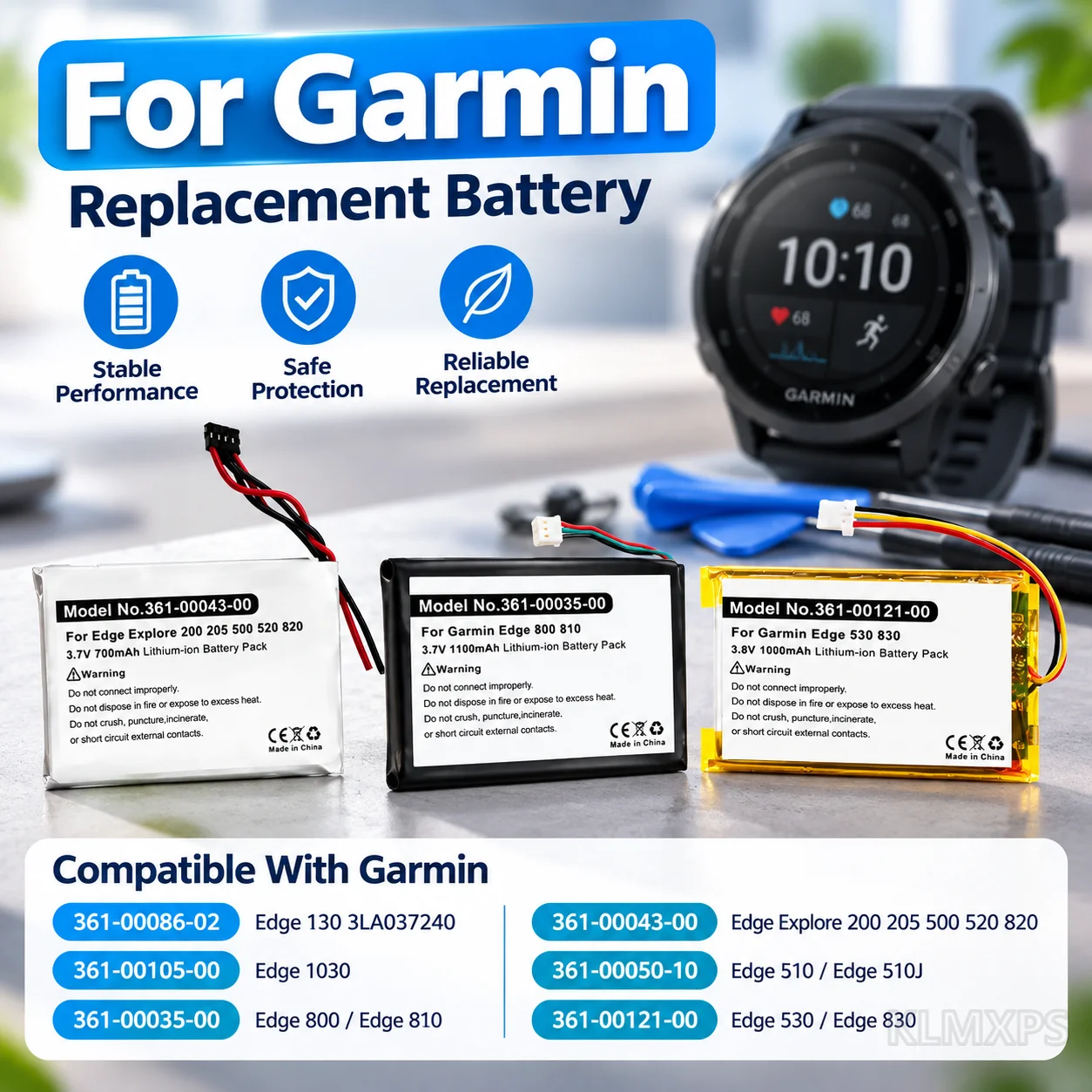 Replacement Battery 3LA037240 For Garmin Edge 130 361-00086-02 361-00105-00 Edge 510 800 810 Explore 820 520 500 200 520 Plus