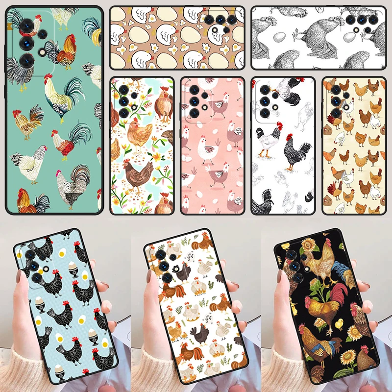 Chicken Pattern Coque For Samsung Galaxy A52 A72 A73 A20e A21S A50 A70 A11 A12 A42 A31 A40 A51 A71 A32 A80 A91 Phone Case Cover