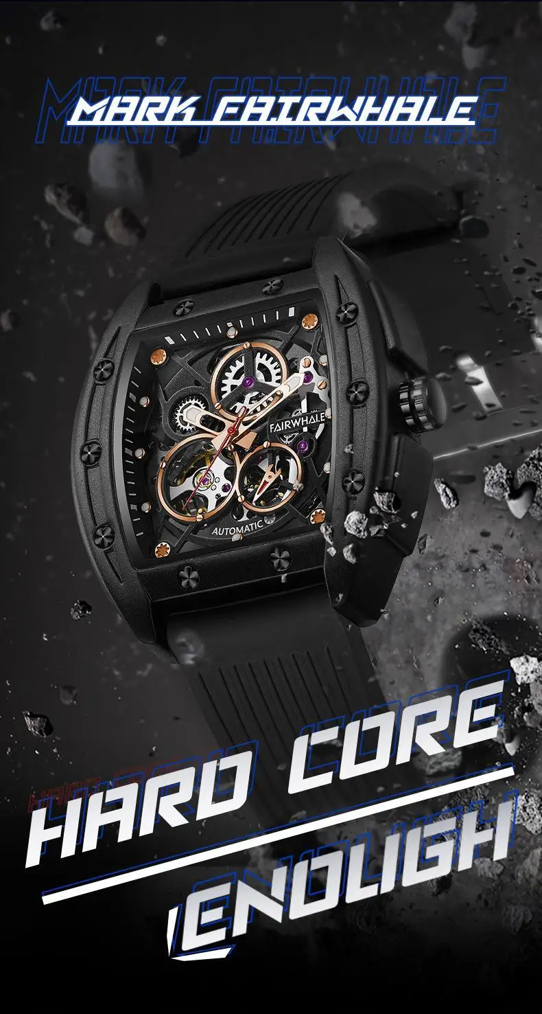 Jam Tangan Mekanis Otomatis 2025 untuk Pria Jam Tangan Pria Skeleton Tourbillon Jam Tangan Hitam Bermerek Mewah Tali Karet Pria