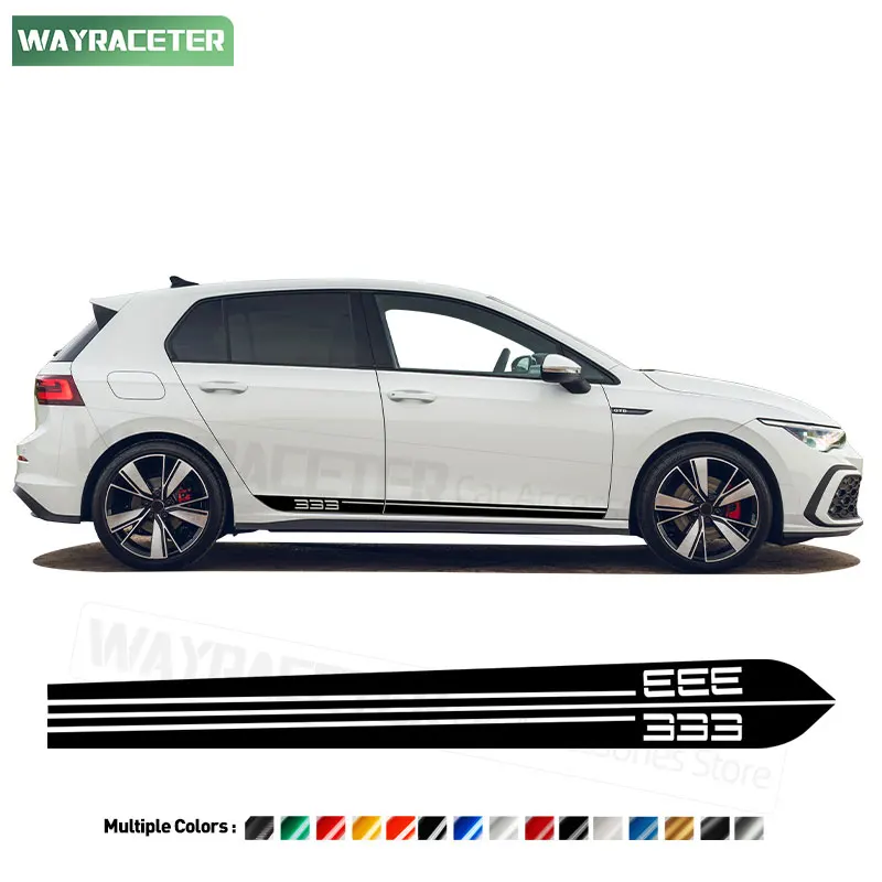 

2 шт. издание R 333, виниловая наклейка из углеродного волокна, наклейка на боковую полоску на дверь для Volkswagen Golf 8 2023 2024 2020 + GTD GTI, аксессуары