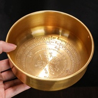 Brass Aromatherapy Dish,Engraving Sanskrit Texture Incense Pile Plate,Tibetan Religious Item Tray Desktop Altars Decorative,13cm